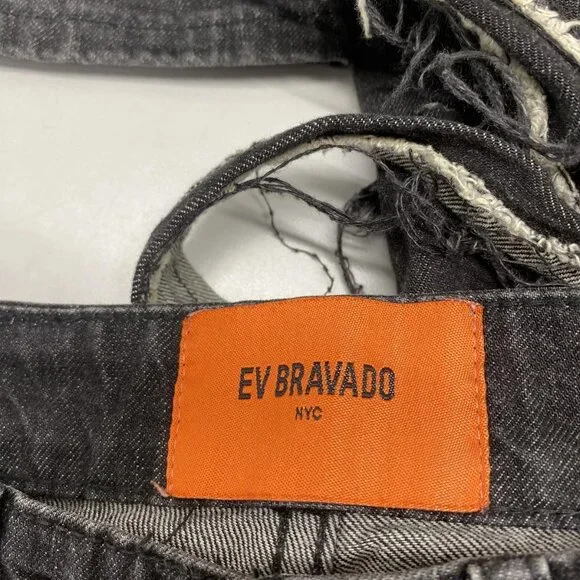NEW WHO DECIDES WAR by Ev Bravado Gnarly Destroyed Denim Jeans – Black Size 32